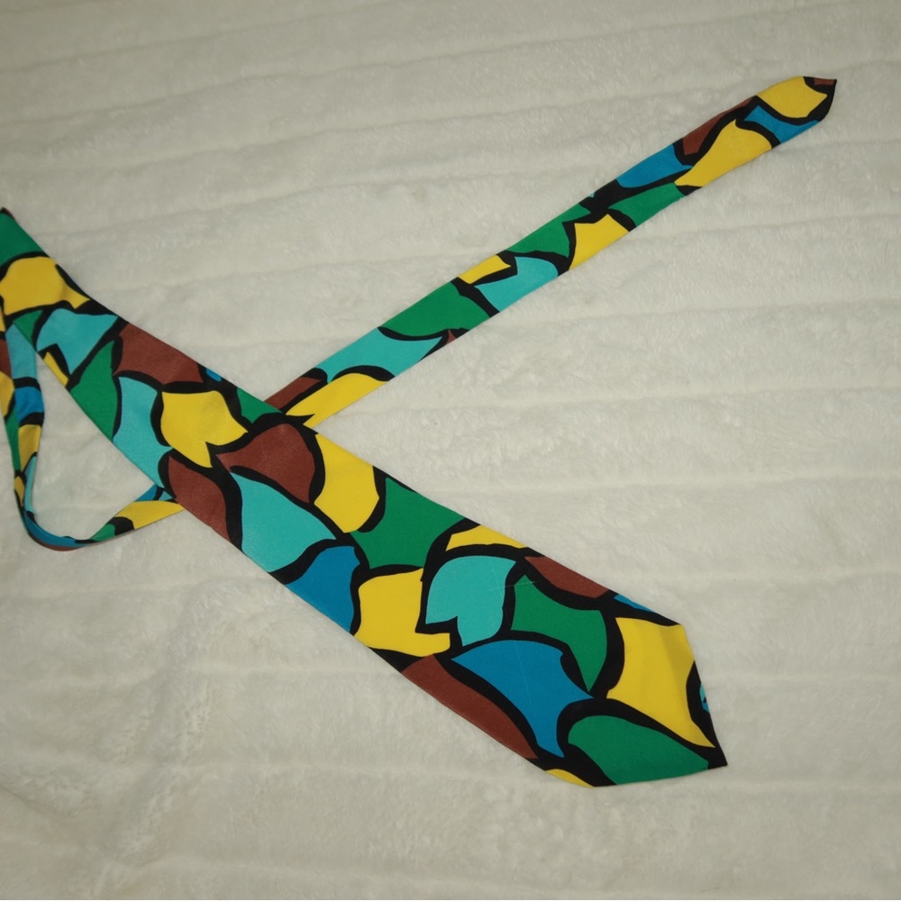 Versace Multicolor Geometric Tie - image 3